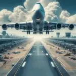 Plane taking off, surrounded by clouds