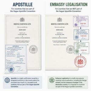 Apostilla vs. Legalización de Embajada
